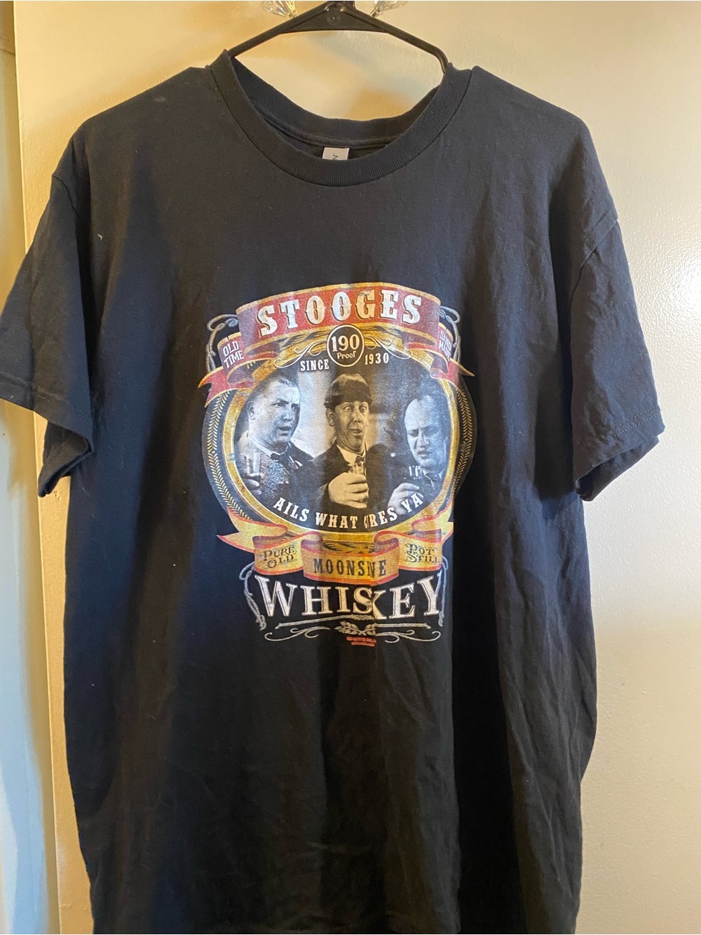 Gildan Black Stooges Moonshine Whiskey Graphic Tee